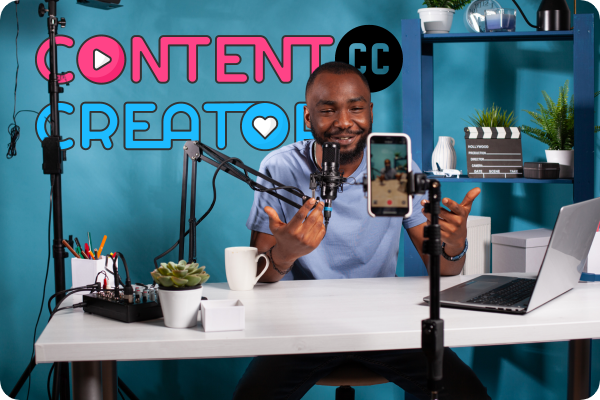 A YouTube vlogger making a video, with Creative Commons licences available at TikBox.io